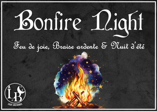 BONFIRE NIGHT - bougie-SEASONAL PRODUCT- Bonfire Night opère une magie instantanée, transportant votre esprit près d'un brasier festif sur la plage. Cette essence, d'une éblouissante authenticité, envoûte par des accents de fumée de feu de camp et de brai